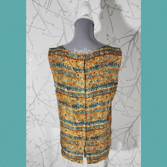 Diane Gilman Abstract Floral Printed 100% Silk Tank - Picture 4 of 5